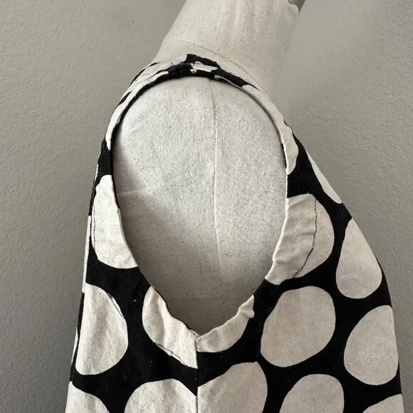 Eleven Stitch Design Pullover Bubble Short Dress Sleeveless Flax Blend Beige Pol - Picture 5 of 12